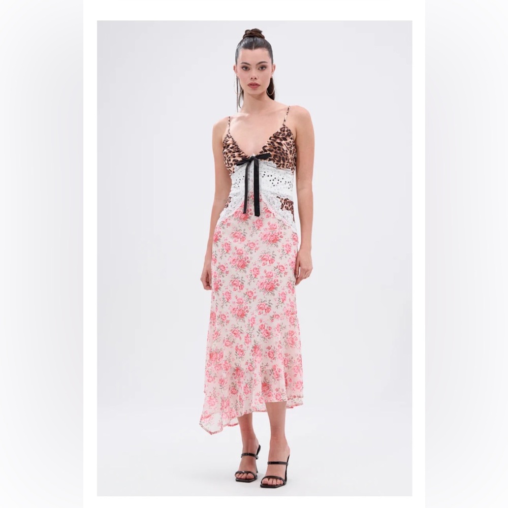 CARRIE CODED SATIN MIDI DRESS - L